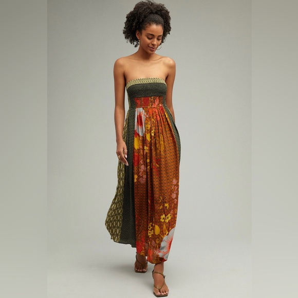 Anthropologie - Siddhartha Bansal smocked strapless maxi dress - Picture 7 of 8